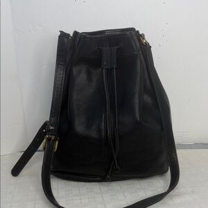 1990's COACH Classic Lula's Legacy black leather drawstring bucket MADE IN USA